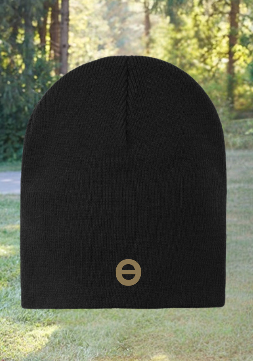 Black beanie with a Tan TH Logo