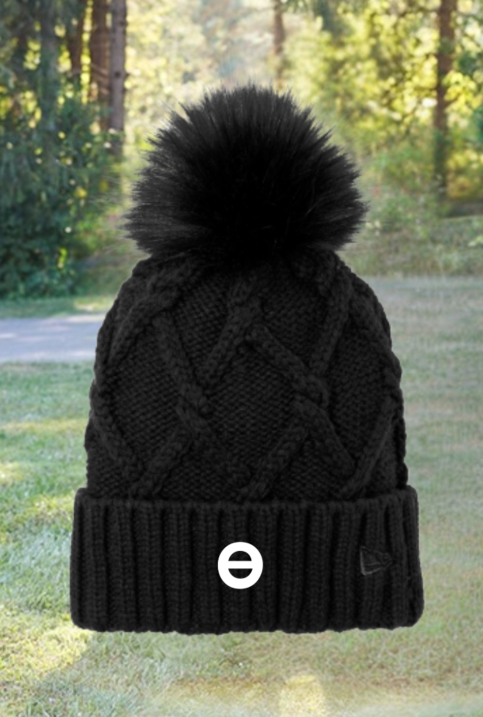 Black knit beanie with pom-pom TH Logo in White 